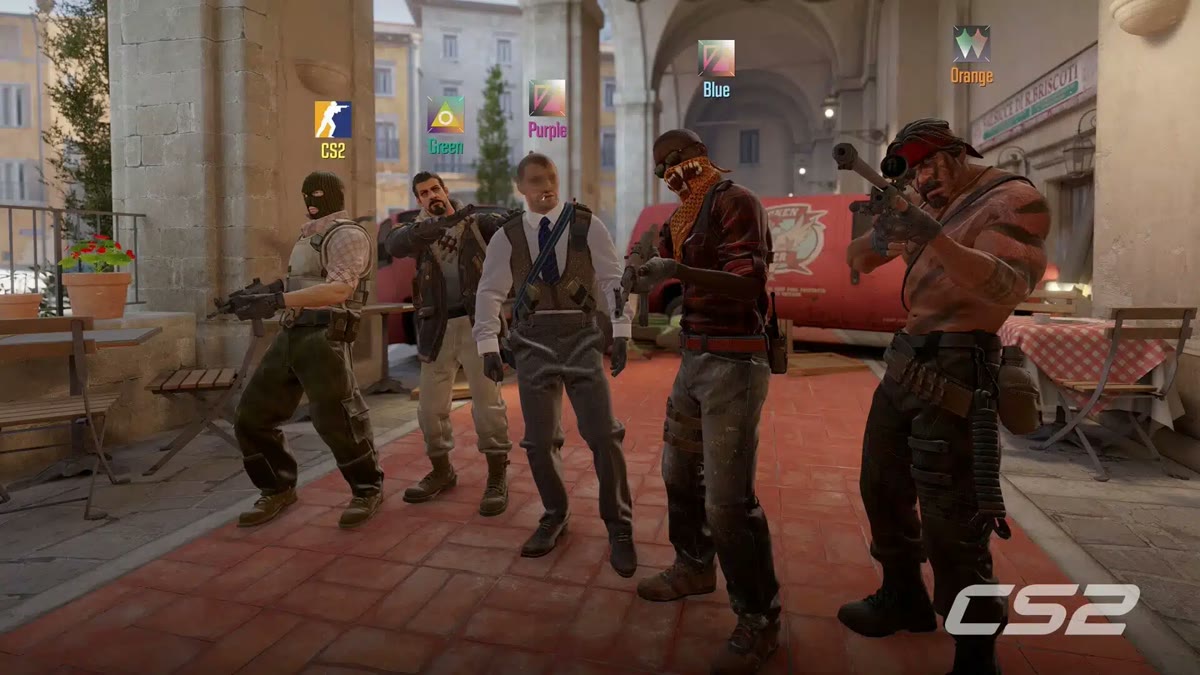 Counter-Strike 2 characters lined up on a map